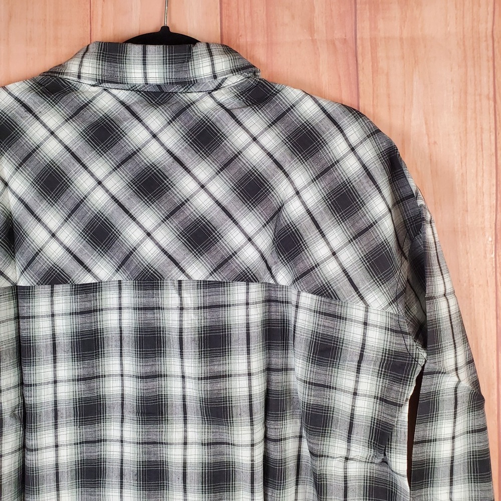 Purnell Santa Barbara Boyfriend Shirt Womens Small Black White Plaid Button Up - Picture 3 of 10